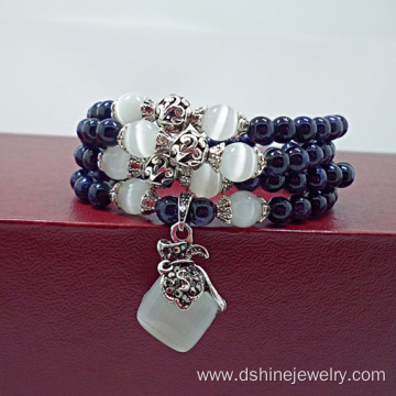 Blue Sandstone Beads Bracelet Blue Crystal Opal Bracelet